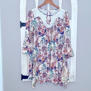 Umgee bell sleeve floral tunic dress